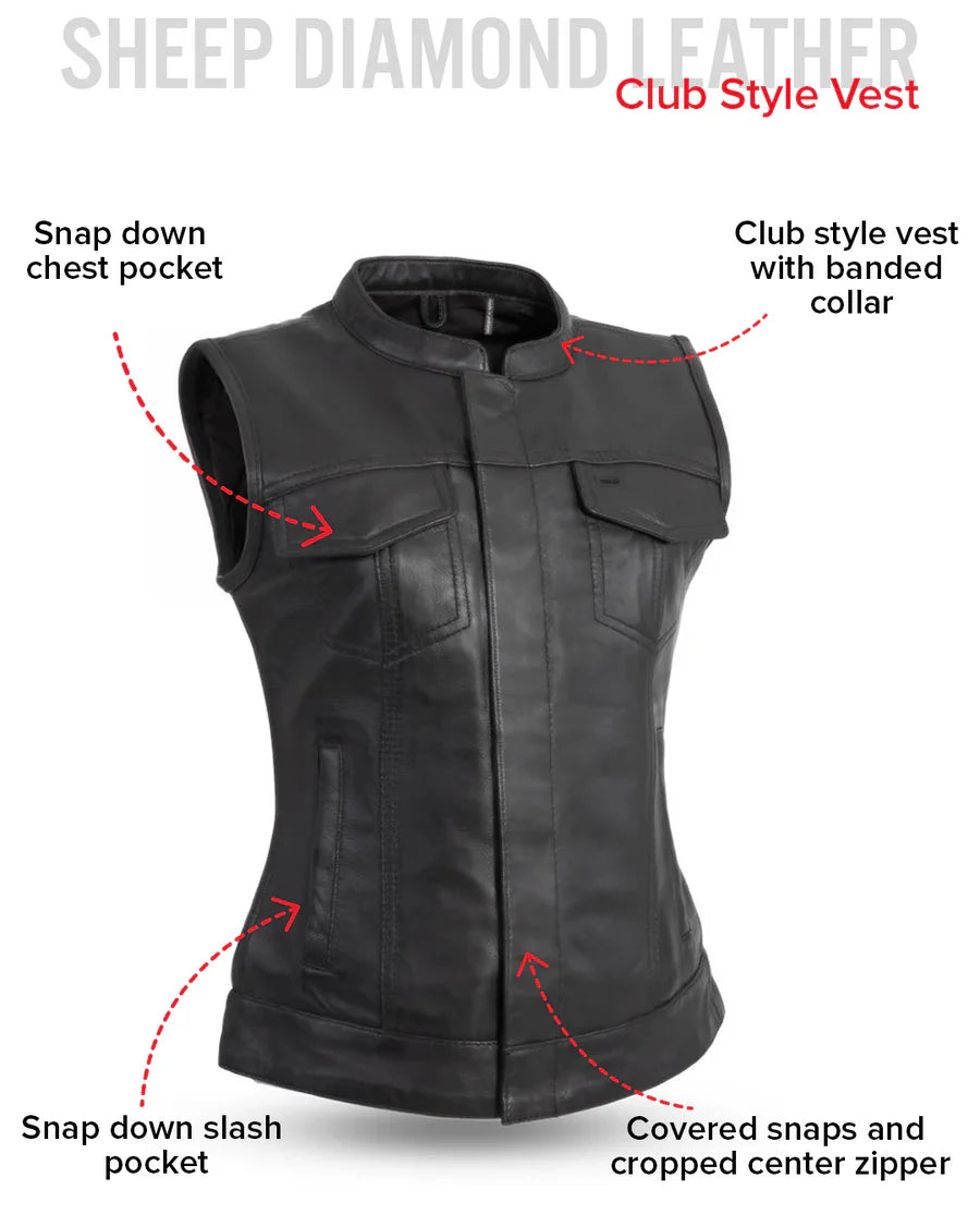 FIL516SDC | Ludlow - Women's Motorcycle Leather Vest