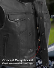 FIM659CPM | Lowside - Men's Platinum Leather Motorcycle Vest