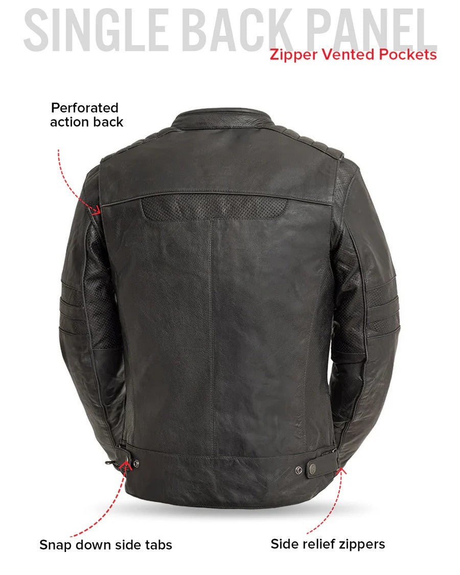 FIM286CDMZ | BiTurbo - Mens Leather Motorcycle Jacket - Black