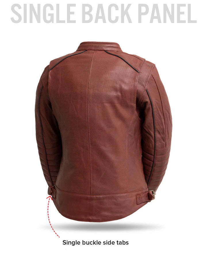 FIL153CDM OXB Jada - Women's Perforated Motorcycle Leather Jacket