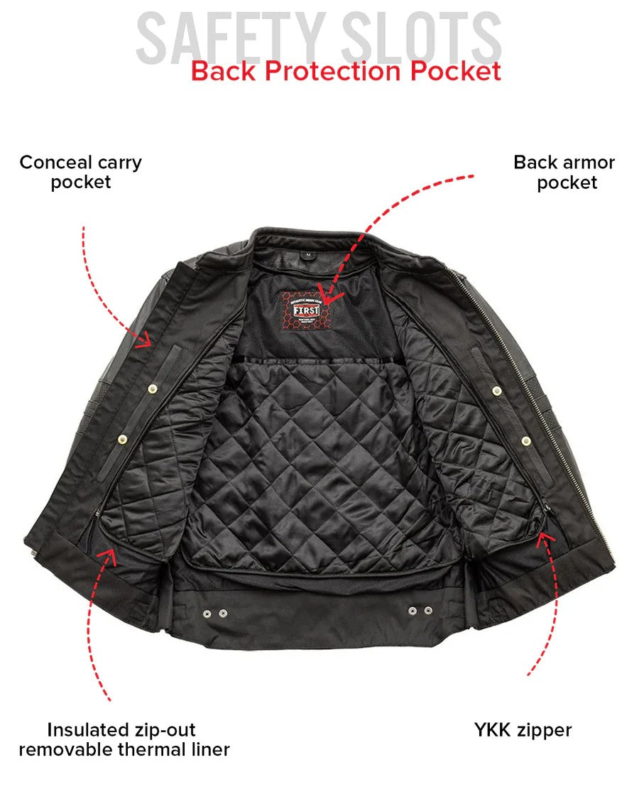 FIM286CDMZ | BiTurbo - Mens Leather Motorcycle Jacket - Black