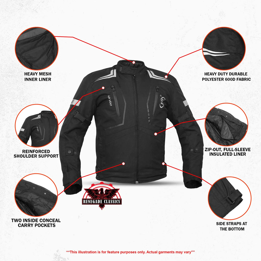 Blackwing Mens Textile Motorcycle Jacket - Black