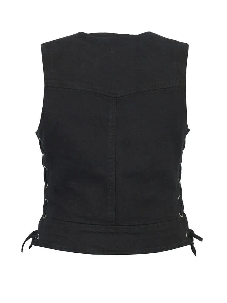 Women's Stylish Black Denim Vest