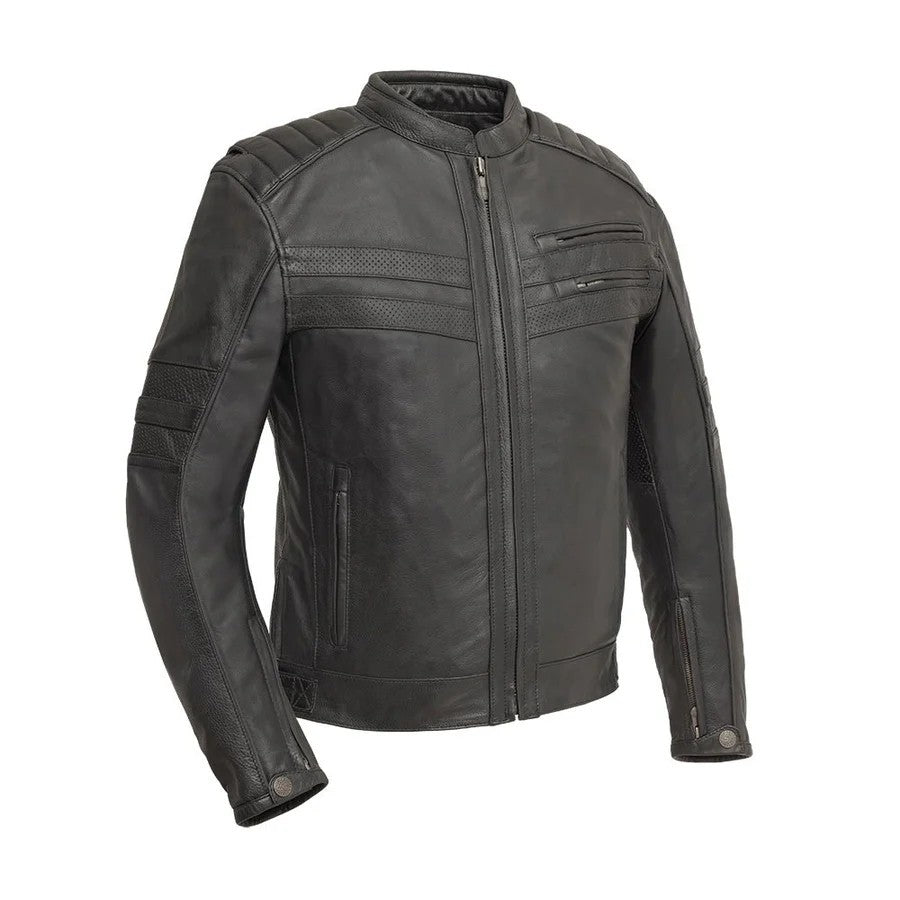 FIM286CDMZ | BiTurbo - Mens Leather Motorcycle Jacket - Black