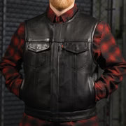FIM659CPM | Lowside - Men's Platinum Leather Motorcycle Vest