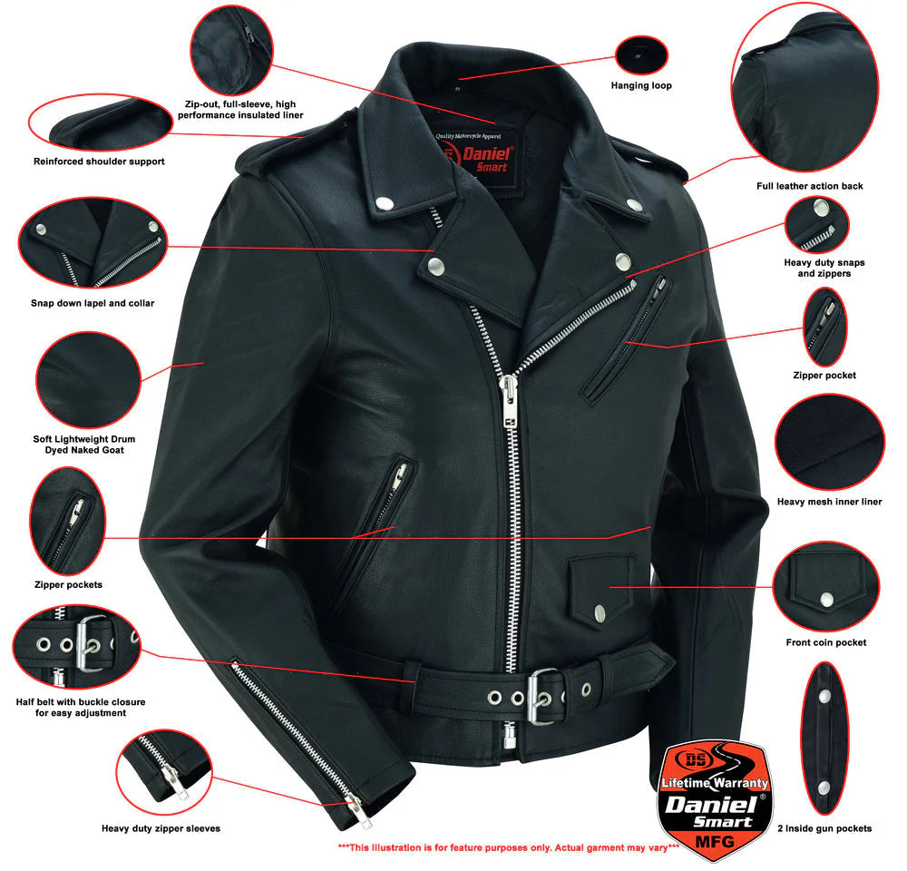 DS850 Iron Rose Women's Leather Motorcycle Jacket