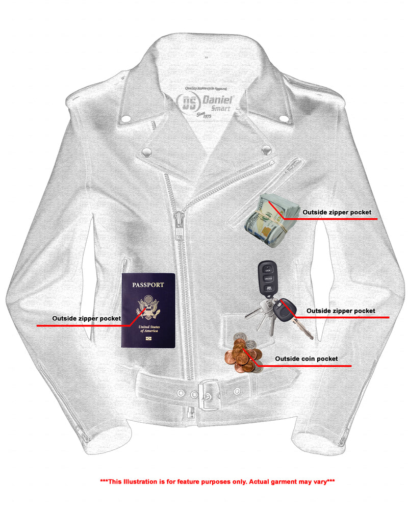 DS850 Iron Rose Women's Leather Motorcycle Jacket