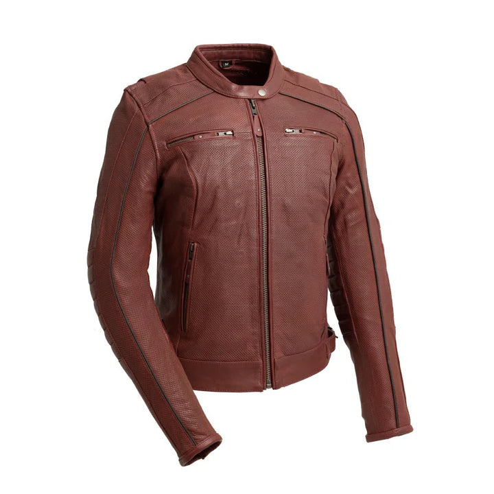 FIL153CDM OXB Jada - Women's Perforated Motorcycle Leather Jacket