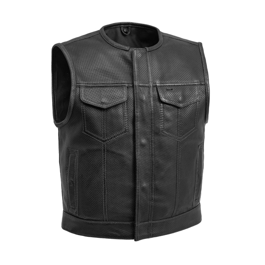 FIM659CPM | Lowside - Men's Platinum Leather Motorcycle Vest